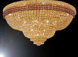 Flush French Empire Crystal Chandelier Chandeliers Moroccan Style Lighting Trimmed with Ruby Red Crystal! Good for Dining Room, Foyer, Entryway, Family Room and More! H29" x W50" - A500-FLUSH/B74/CG/448/48