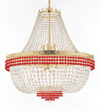 Nail Salon French Empire Crystal Chandelier Lighting Dressed with Ruby Red Crystal Balls - Great for The Dining Room H 36" W 36" 25 Lights - A500-B74/H36/CG/4199/25