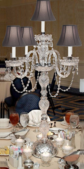 SET OF 20 WEDDING CANDELABRAS CANDELABRA CENTERPIECE CENTERPIECES - SET OF 20 w/BLACK SHADES - G46-CANDLE/BLACKSHADES/536/5-Set of 20