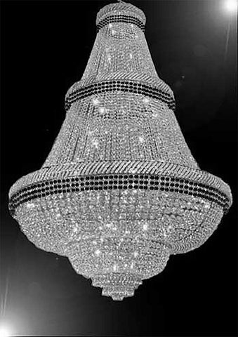 French Empire Crystal Chandelier Chandeliers Lighting Trimmed with Jet Black Crystal! Good for Dining Room, Foyer, Entryway, Family Room and More! H72" X W50" - A500-B79/CS/448/48