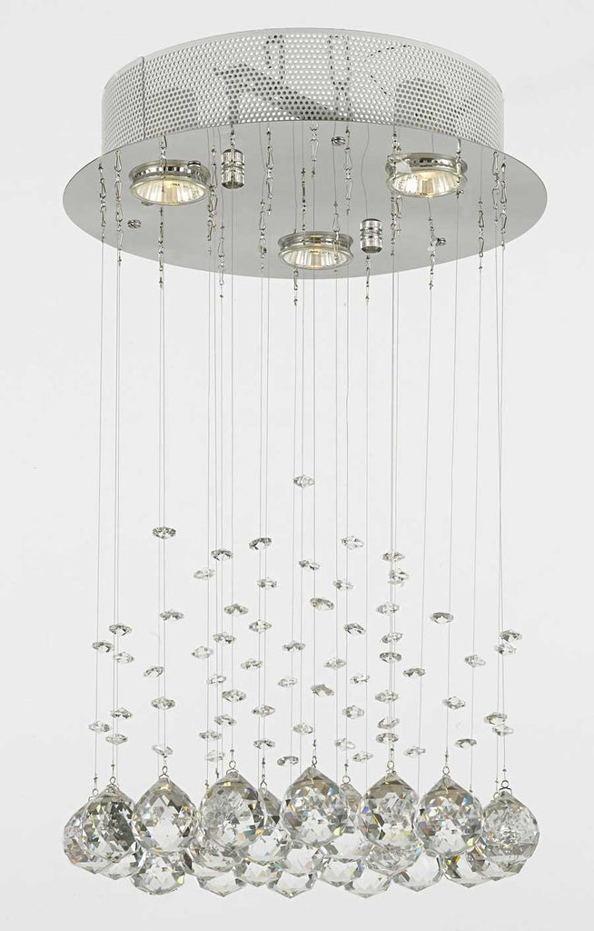 Modern Chandelier Rain Drop Lighting Crystal Ball round Fixture Pendant Ceiling Lamp H18 X W12 3 Lights Modern - J10-C9071R-3