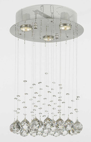 Modern Chandelier Rain Drop Lighting Crystal Ball round Fixture Pendant Ceiling Lamp H18 X W12 3 Lights Modern - J10-C9071R-3