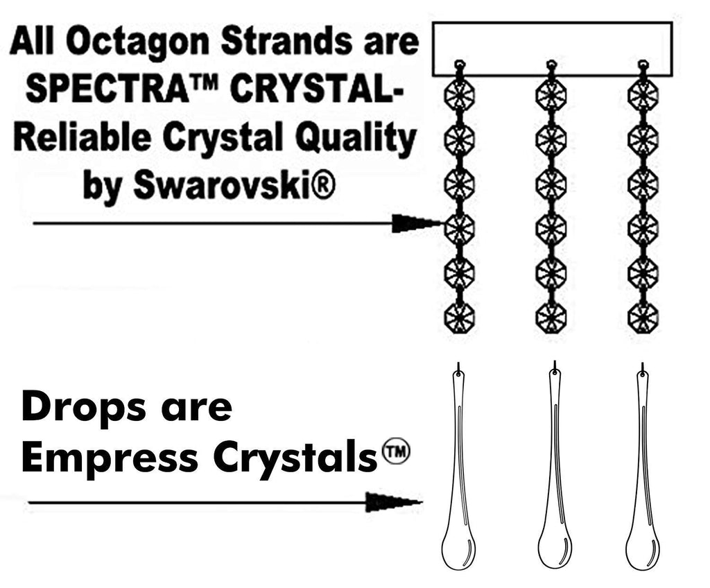 Swarovski Crystal Trimmed Chandelier! Blue Crystal Chandelier Chandeliers w/Chrome Sleeves! H25" X W24" - A46-B43/387/5BLUE SW