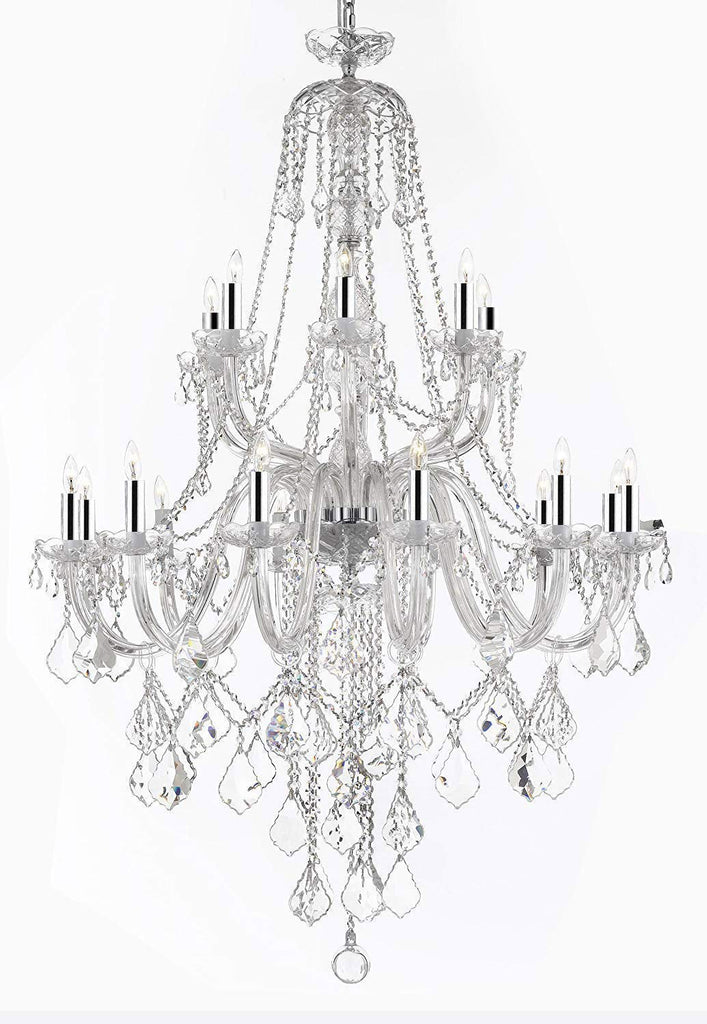 New! Murano Venetian Style Crystal Chandelier Lighting - Great for The Dining Room, Foyer, Living Room w/Chrome Sleeves! W 40" H 50" - A46-B43/B12/282/18