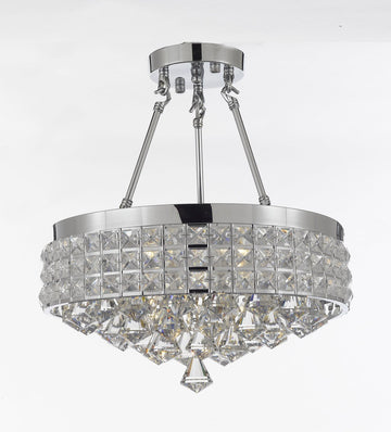 Semi Flush Mount French Empire Crystal Chandelier Chandeliers Lighting Ht 17 X Wd 15 4 Lights Crystal Silver Metal Shade flushmount Rustic Modern - J10-26004/4