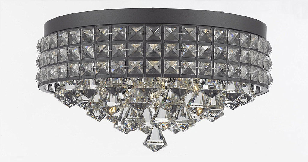 Flush Mount French Empire Crystal Chandelier Chandeliers Lighting Ht 8 X Wd 15 4 Lights Crystal Iron Metal Shade Rustic Modern Flush - Flush/26003/4