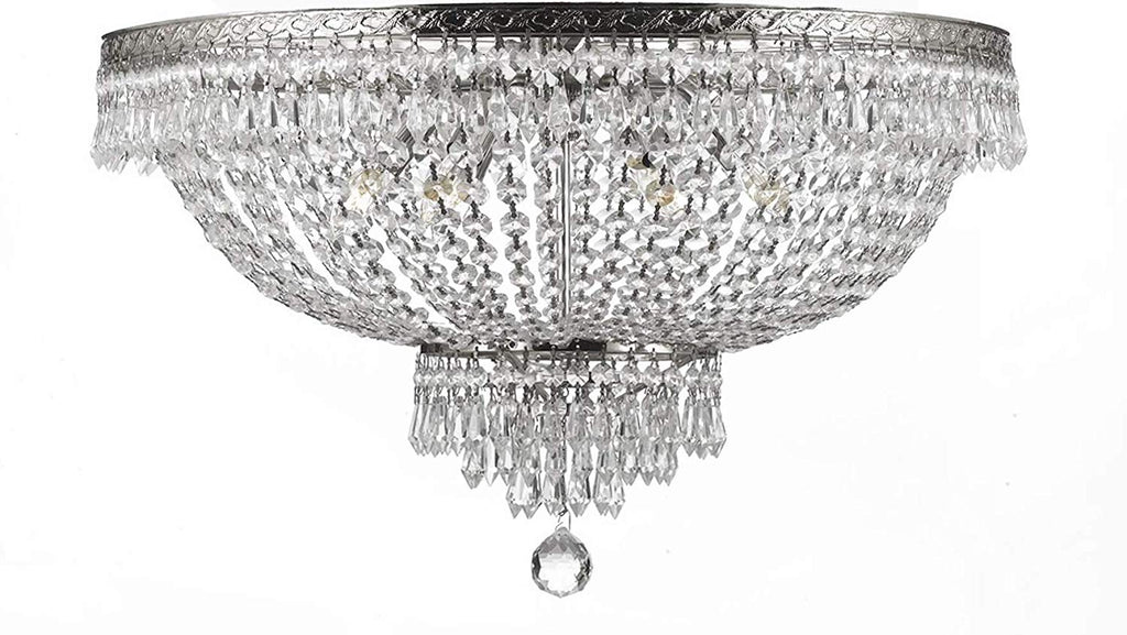 Flush Basket French Empire Crystal Chandelier Lighting H27" X W44" - A93-Flush/Cs/870/24