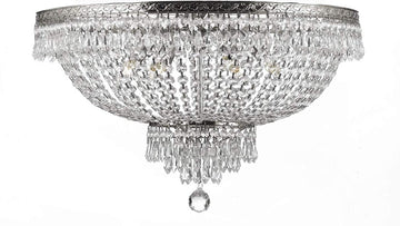 Flush Basket French Empire Crystal Chandelier Lighting H27" X W44" - A93-Flush/Cs/870/24