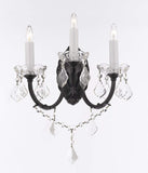 Set of 3-2 Wrought Iron Wall Sconce Crystal Lighting W 11.5" H 14" D 17" and 1 Wrought Iron Crystal Chandelier Lighting H30 x W28 - 2EA A500-3/556 + 1EA A500-556/12