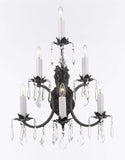 Set of 3-2 Wrought Iron Wall Sconce Crystal Lighting 3 Tier Wall Sconces W16 x H24 and 1 Wrought Iron Chandelier Crystal Chandeliers Lighting H36 X W36 - 2EA A500-6/3034 + 1EA A500-3034/10+5