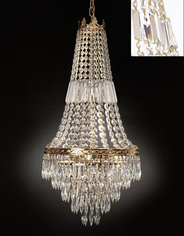 French Empire Crystal Chandelier Lighting - Great for the Dining Room, Foyer, Entry Way, Living Room! H30" X W17" - J10-B100/CG/26026/4
