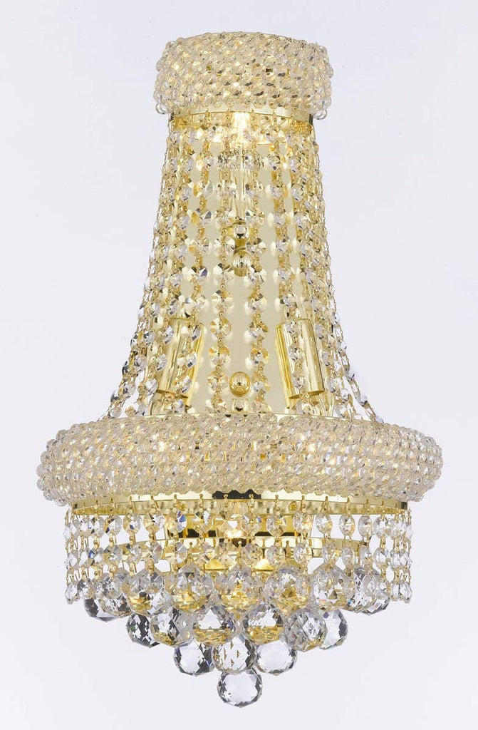 Set of 3-1 French Empire Crystal Chandelier Chandeliers H66" x W36" - Perfect for an Entryway or Foyer! and 2 Empire Empress Crystal(Tm) Wall Sconce Lighting W 12" H 17" - A500-1EA 541/32 + 2EA C121-1800W12SG