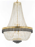 Nail Salon French Empire Crystal Chandelier Lighting Dressed with Jet Black Crystal Balls - Great for The Dining Room, Foyer, Entryway and More! H 50" W 36" 25 Lights - A500-B75/H50/CG/4199/25