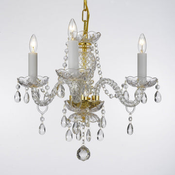 Authentic All Crystal Chandelier Lighting 13hx12w 3lts Murano - J10-275/3 GOLD