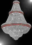 French Empire Crystal Chandelier Chandeliers Moroccan Style Lighting Trimmed with Ruby Red Crystal! Good for Dining Room, Foyer, Entryway, Family Room and More! H72" x W50" - A500-B74/CS/448/48