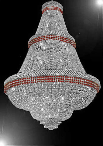 French Empire Crystal Chandelier Chandeliers Moroccan Style Lighting Trimmed with Ruby Red Crystal! Good for Dining Room, Foyer, Entryway, Family Room and More! H72" x W50" - A500-B74/CS/448/48