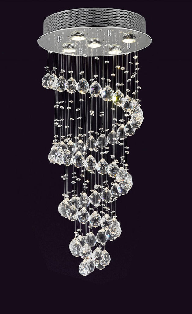 Modern Chandelier Rain Drop Lighting Crystal Ball Fixture Pendant Ceiling Lamp H29 X W15.5 - 5 Lights Modern - 80106/5