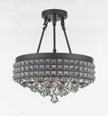 Semi Flush Mount French Empire Crystal Chandelier Chandeliers Lighting Ht 17 X Wd 15 4 Lights Crystal Iron Metal Shade Rustic Modern - 26003/4