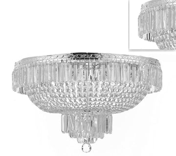 French Empire Crystal Semi Flush Basket Chandelier Chandeliers Lighting! H18" X W24" - A500-B102/FLUSH/CS/870/9