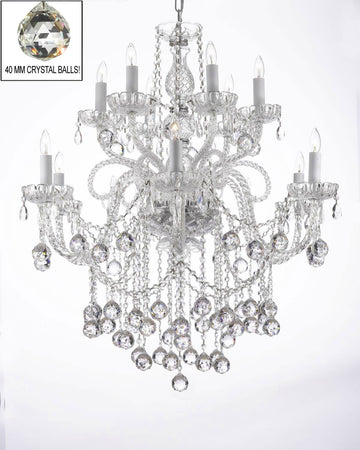 Chandelier Lighting Crystal Chandeliers With Crystal Balls H38" X W32" - A46-B6/3/385/6+6