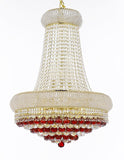 Swarovski Crystal Trimmed Moroccan Style French Empire Crystal Chandelier Chandeliers H32" X W24" Dressed with Ruby Red Crystal Balls - Good for Dining Room, Foyer, Entryway, Family Room and More - A500-B96/CG/542/15SW