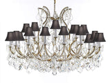 Swarovski Crystal Trimmed Chandelier Lighting Chandeliers H35" X W46" Great for The Foyer, Entry Way, Living Room, Family Room and More! w/Black Shades - A500-B62/BLACKSHADES/2MT/24+1SW