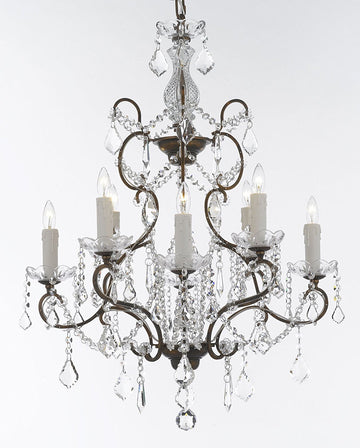 Swarovski Crystal Trimmed Wrought Iron Crystal Chandelier Chandeliers Lighting H 31" x W 24" Good for Dining Room, Foyer, Entryway, Family Room, Bedroom and More! - G7-11224/8SW