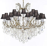 Swarovski Crystal Trimmed Chandelier Lighting Chandeliers H46" X W46" Dressed with Large, Luxe Crystals! - Great for The Foyer, Entry Way, Living Room, Family Room and More! w/Black Shades - A500-B90/BLACKSHADES/2MT/24+1SW
