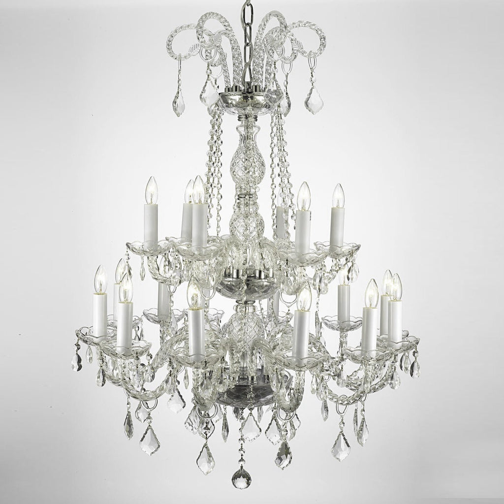 Authentic All Crystal Chandelier Lighting 38hx28w 18lts Murano - J10-26/18