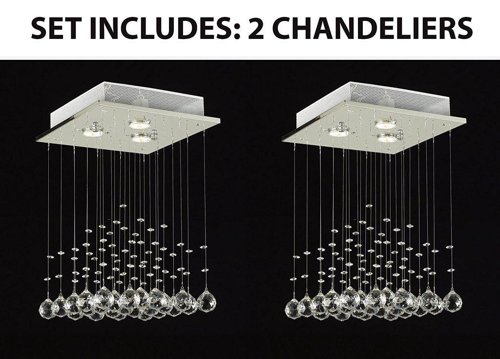 Set of 2 - JAC D'LIGHTS J10-C9071S-3us Modern Rain Drop Lighting Crystal Ball Fixture Pendant Chandelier 18 by 12-Inch Modern - 2EA-J10-C9071S-3us