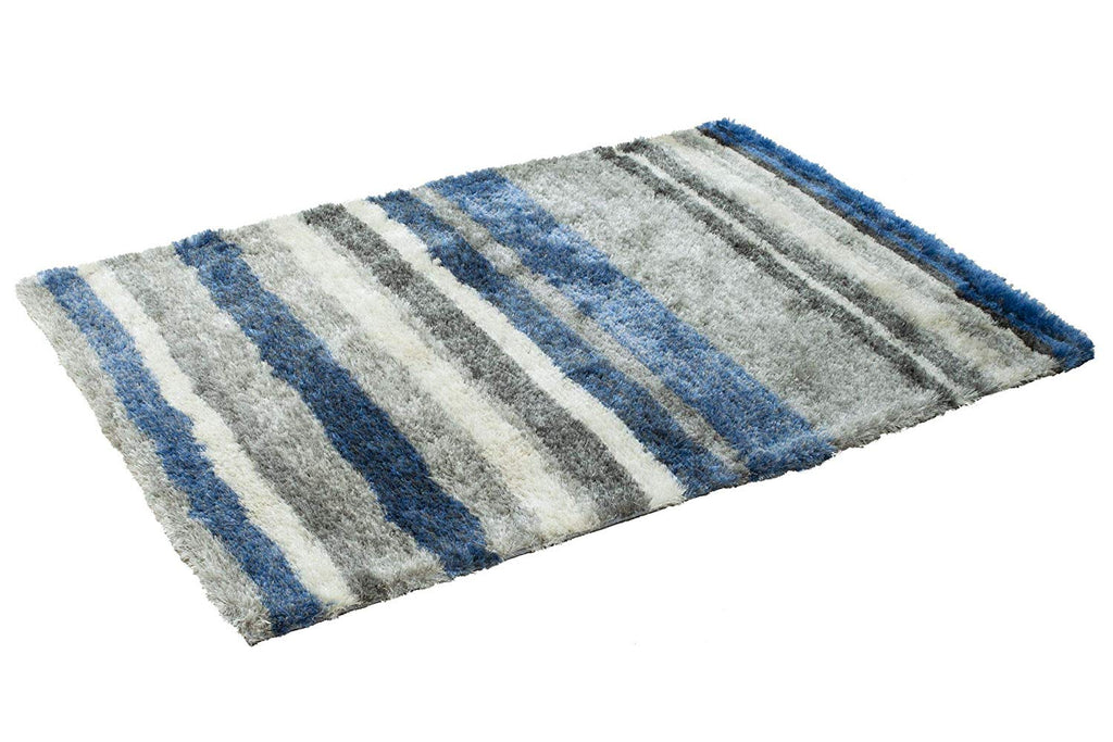 Handwoven Striped Plush Shag Rug 5' X 7' - J10-IN-213-5X7