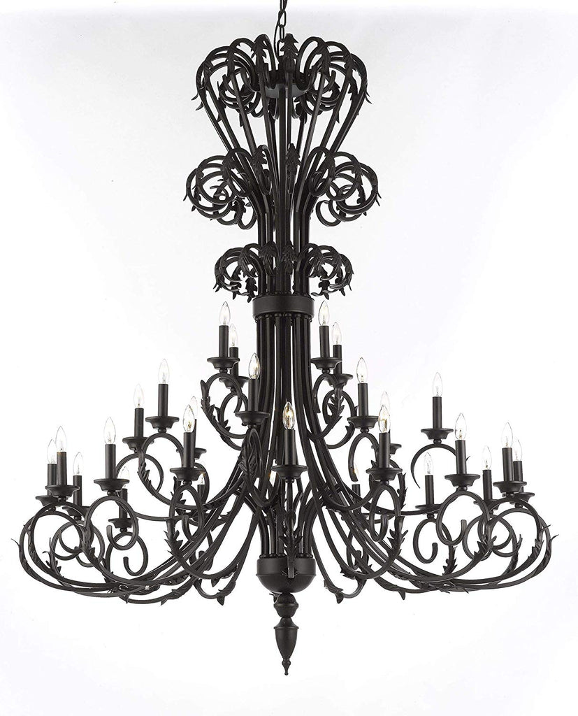 Versailles Large Foyer/Entryway Wrought Iron Chandelier 60" Inches Tall - J10-724/28