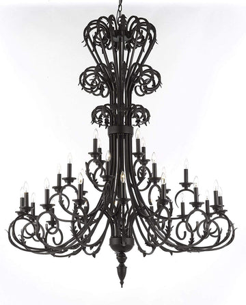 Versailles Large Foyer/Entryway Wrought Iron Chandelier 60" Inches Tall - J10-724/28