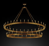 Wrought Iron Vintage Barn Metal Castile Two Tier Chandelier Chandeliers Industrial Loft Rustic Lighting W 70" H 66" -  A113-CG/3428/66