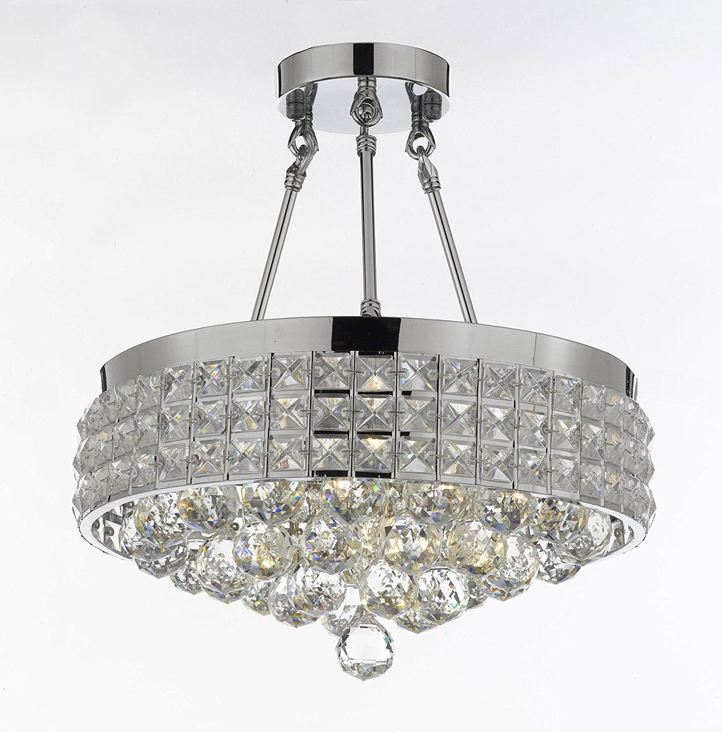 Semi Flush Mount French Empire Crystal Ball Chandelier Chandeliers Lighting Ht 17 X Wd 15 4 Lights Crystal Silver Metal Shade flushmount Rustic Modern - J10-B6/26004/4
