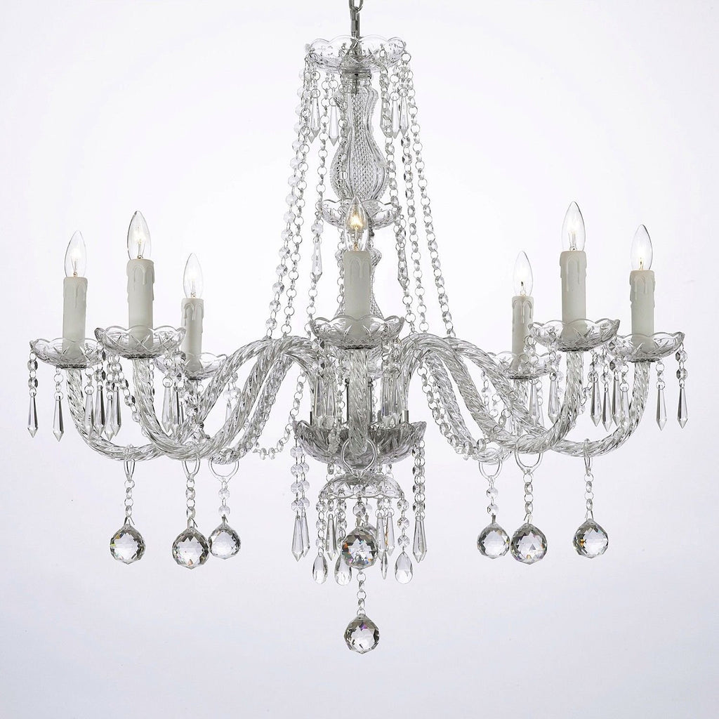Crystal Chandelier Lighting 28ht X 28wd 8 Lights Fixture ball Pendant Ceiling Lamp Murano - B6-243-8H-DLO-BALLS
