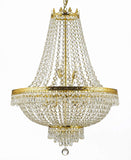 Set of 2-1 French Empire Crystal Chandelier Lighting H50" X W24" and 1 French Empire Crystal Gold Chandelier Lighting - Great for The Dining Room, Foyer, Entry Way, Living Room - H30" X W24" - 1EA CG/870/15 + 1EA 870/9 A500-