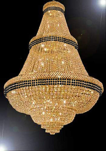 French Empire Crystal Chandelier Chandeliers Lighting Trimmed with Jet Black Crystal! Good for Dining Room, Foyer, Entryway, Family Room and More! H72" X W50" - A500-B79/CG/448/48
