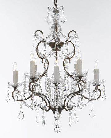 Wrought Iron Crystal Chandelier Chandeliers Lighting H 31" x W 24" Good for Dining Room, Foyer, Entryway, Family Room, Bedroom and More! - G7-11224/8