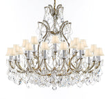 Swarovski Crystal Trimmed Chandelier Lighting Chandeliers H41" X W46" Great for the Foyer, Entry Way, Living Room, Family Room and More w/White Shades - A500-B62/WHITESHADES/52/2MT/24+1SW