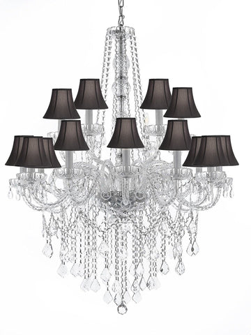 Chandelier Lighting Crystal Chandeliers H48" X W37" w/Black Shades - F46-SC/BLACKSHADES/2/385/9+9