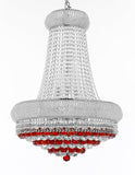 Swarovski Crystal Trimmed Moroccan Style French Empire Crystal Chandeliers H32" X W24" Dressed with Ruby Red Crystal Balls - Good for Dining Room, Foyer, Entryway, Family Room and More - A500-B96/CS/542/15SW