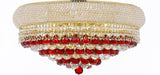 Swarovski Crystal Trimmed Moroccan Style French Empire Flush Crystal Chandeliers H15" X W24" Dressed with Ruby Red Crystal Balls - Good for Dining Room, Foyer, Entryway, Family Room and More - A500-B96/FLUSH/CG/542/15SW