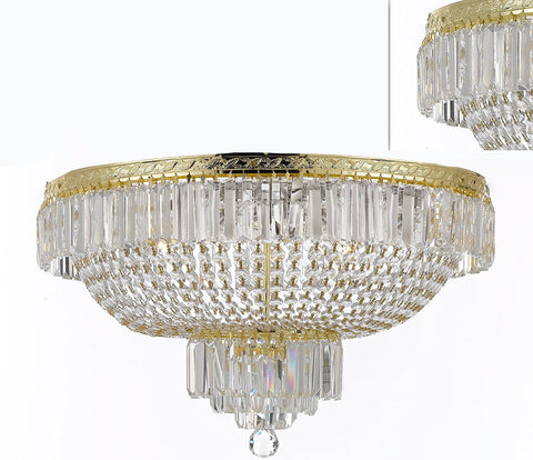 French Empire Crystal Semi Flush Basket Chandelier Chandeliers Lighting H18"XW24" - A500-B102/FLUSH/CG/870/9
