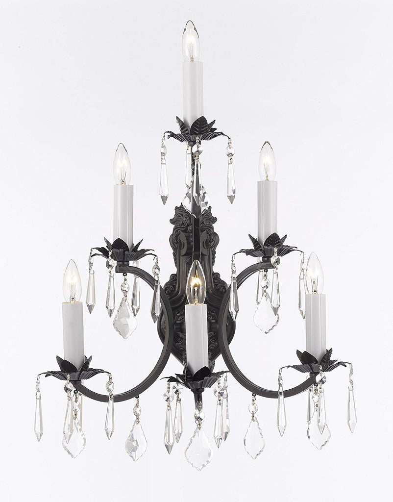 *CLOSEOUT PRICE - LIMITED QUANTITY LEFT* Wrought Iron Wall Sconce Crystal Lighting 3 Tier Wall Sconces W16 x H24 - CO-6/3034