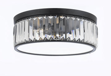 WELLES CLEAR CRYSTAL ROUND FLUSH CHANDELIER LIGHTING 16" - G7-3801/4