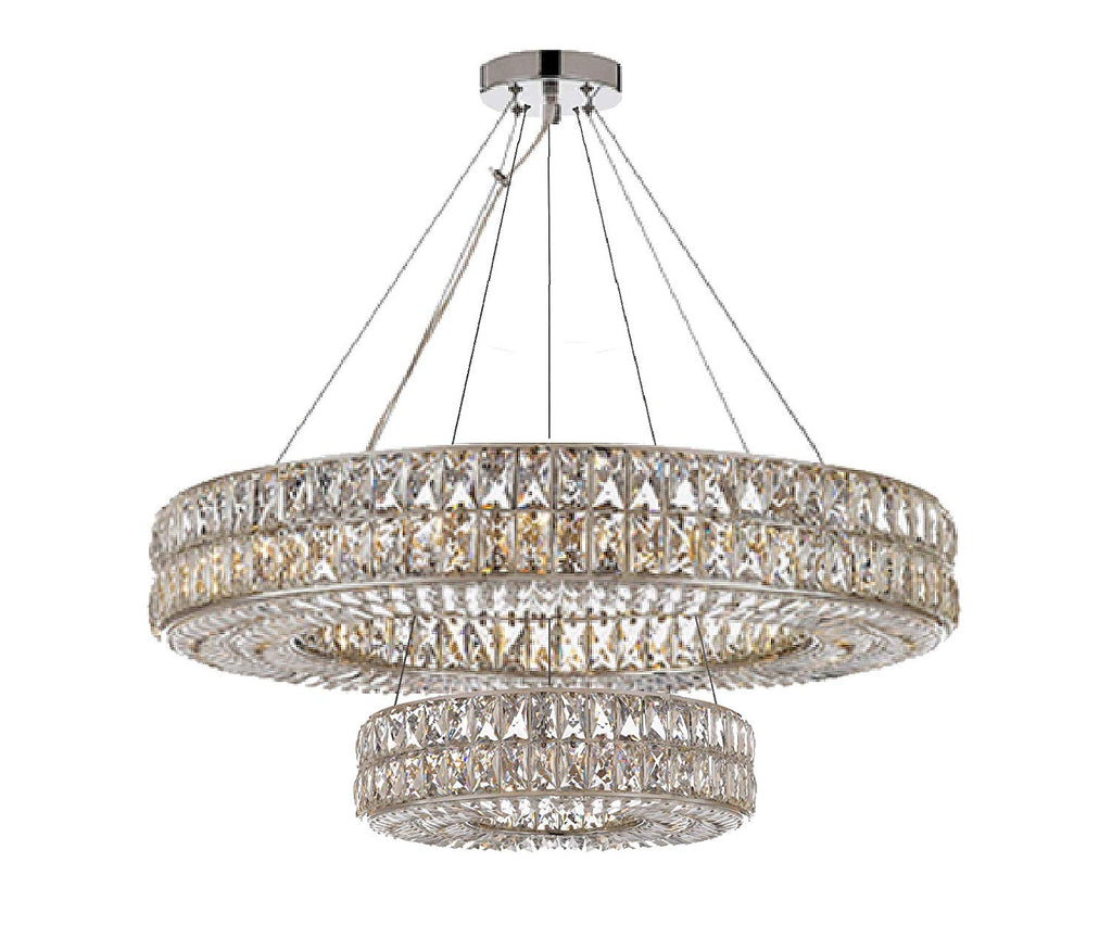 *CLOSEOUT PRICE - LIMITED QUANTITY LEFT* Crystal Nimbus Ring Chandelier Modern/Contemporary Lighting Pendant 40" Wide - for Dining Room, Foyer, Entryway, Family Room - Double Ring! - CO-3063/14+8