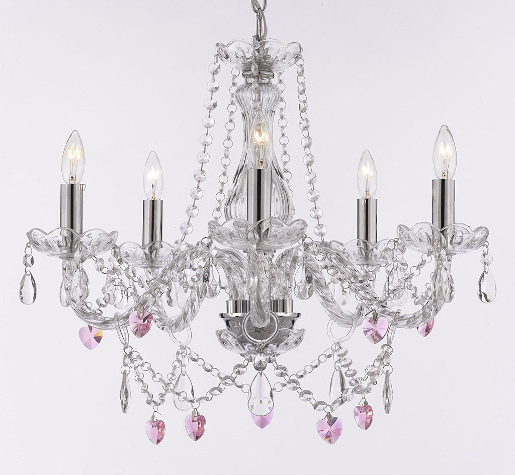 Crystal Chandelier Lighting Drop Glass 5 Lights H19" X Wd 19" Ceiling Fixture Pendant Lamp New Chandeliers Murano - B58/CS/11987/5
