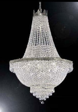 French Empire Crystal Chandelier Silver Finish H30" X W24"
