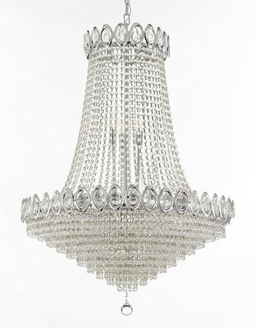 French Empire Crystal Chandelier Chandeliers Lighting SILVER H38 X Wd30 14 Lights Empire - 6290/14 SILVER